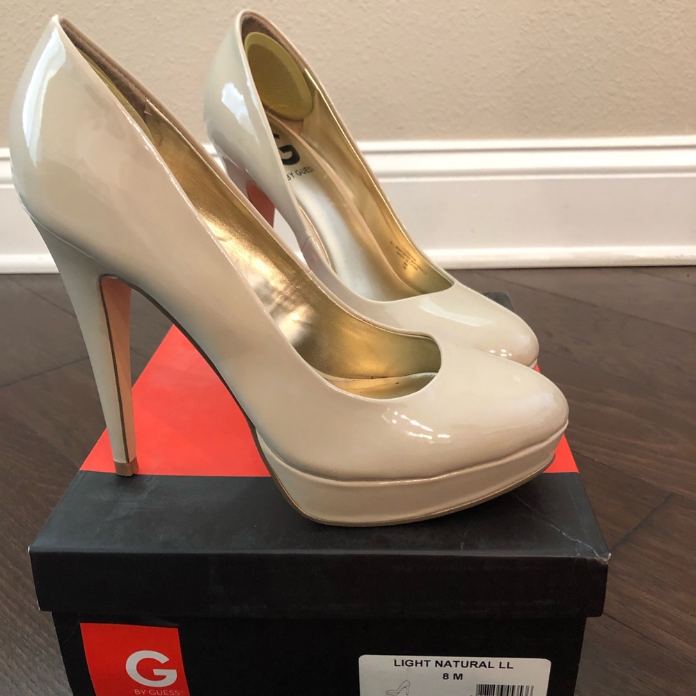 Nude Patent Leather Platform Pumps